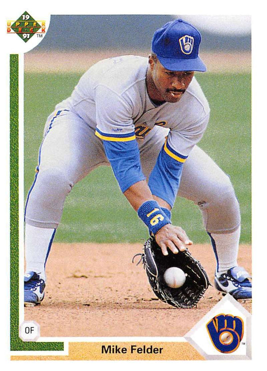1991 Upper Deck Baseball #395 Mike Felder  Milwaukee Brewers  Image 1