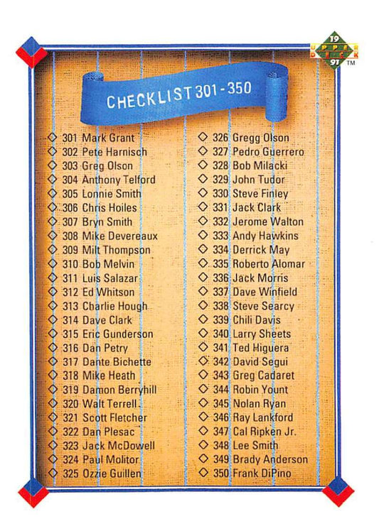 1991 Upper Deck Baseball #400 Checklist 301-400  checklist  Image 1