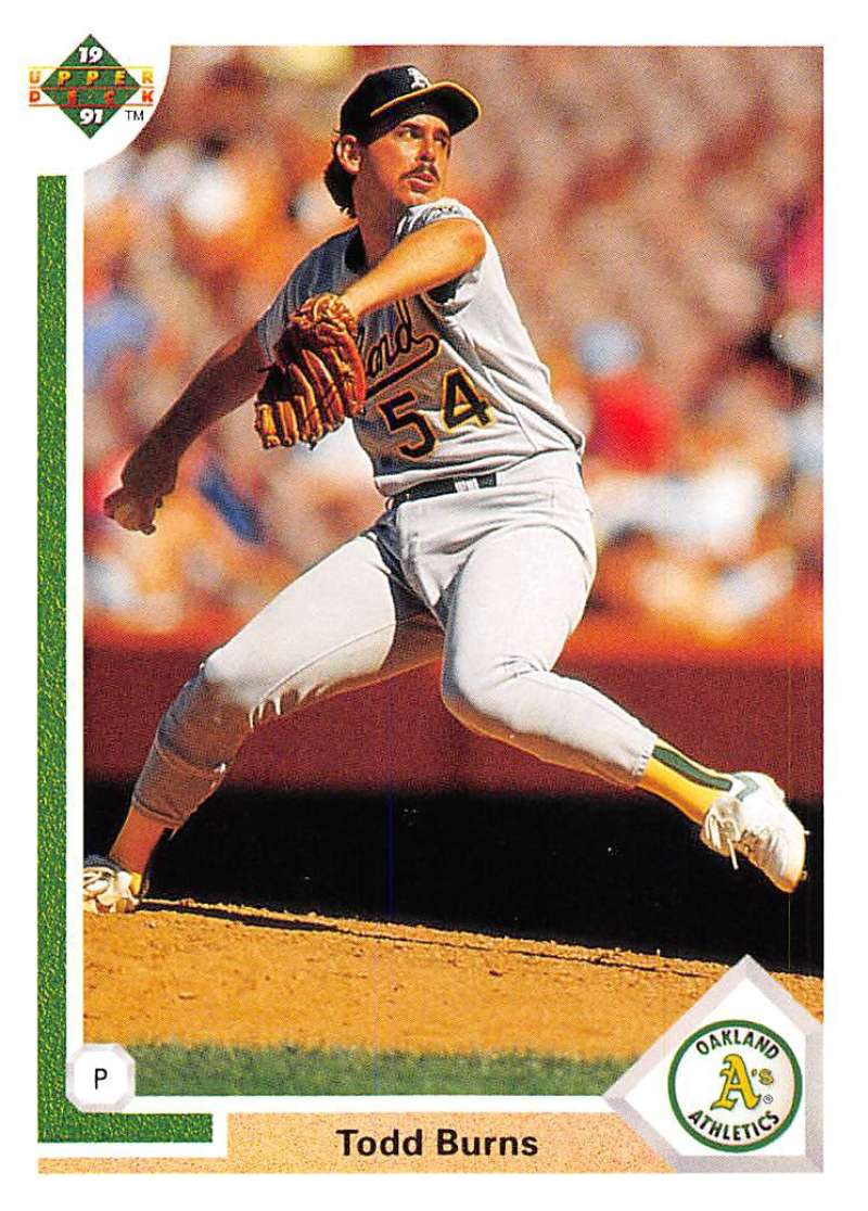 1991 Upper Deck Baseball #405 Todd Burns Oakland Athletics Image 1