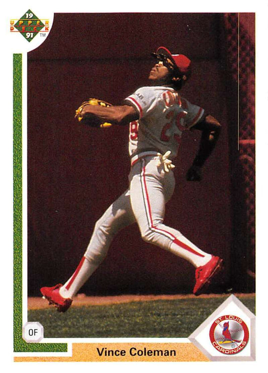 1991 Upper Deck Baseball #461 Vince Coleman  St. Louis Cardinals  Image 1