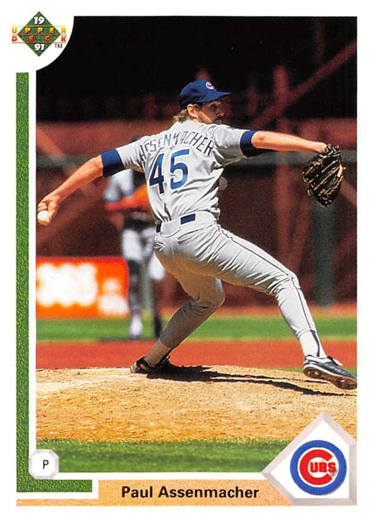 1991 Upper Deck Baseball #491 Paul Assenmacher  Chicago Cubs  Image 1