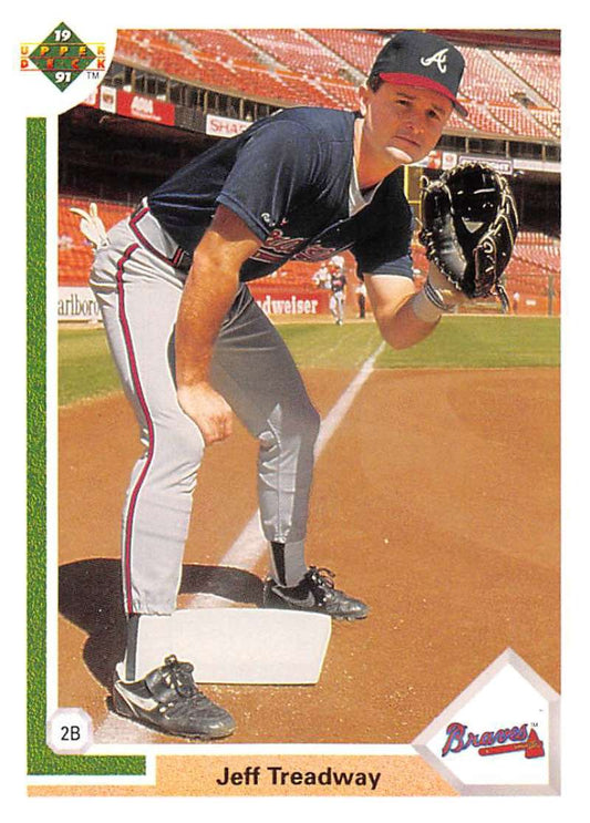 1991 Upper Deck Baseball #499 Jeff Treadway  Atlanta Braves  Image 1