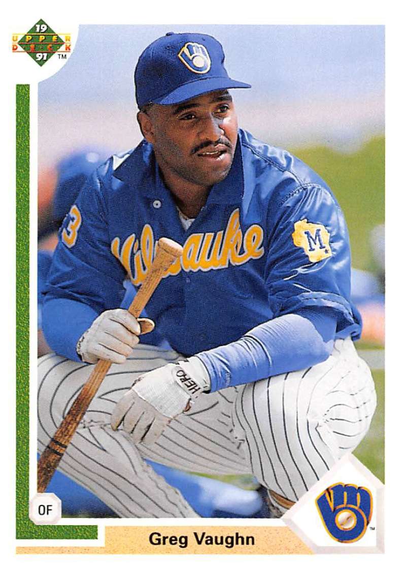 1991 Upper Deck Baseball #526 Greg Vaughn Milwaukee Brewers Image 1