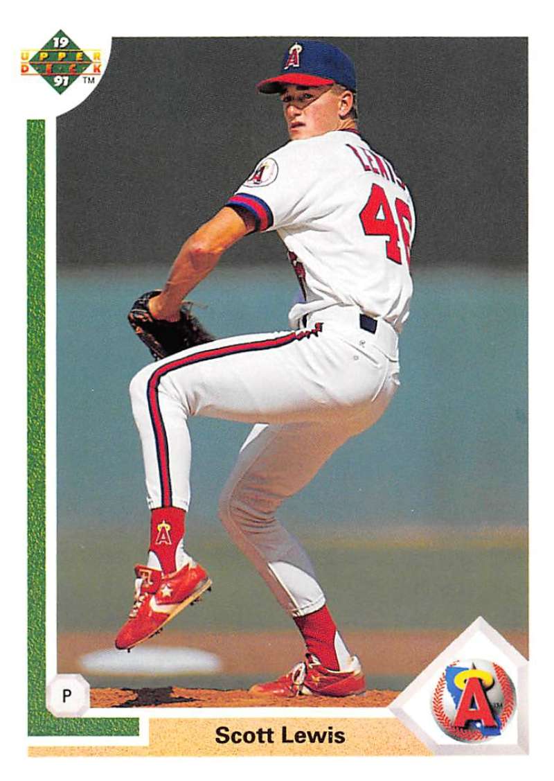 1991 Upper Deck Baseball #594 Scott Lewis RC Rookie California Angels Image 1