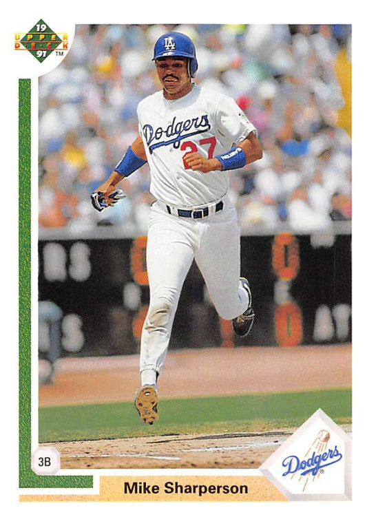 1991 Upper Deck Baseball #598 Mike Sharperson  Los Angeles Dodgers  Image 1