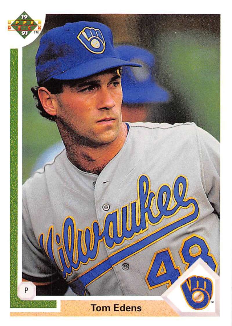 1991 Upper Deck Baseball #616 Tom Edens RC Rookie Milwaukee Brewers Image 1
