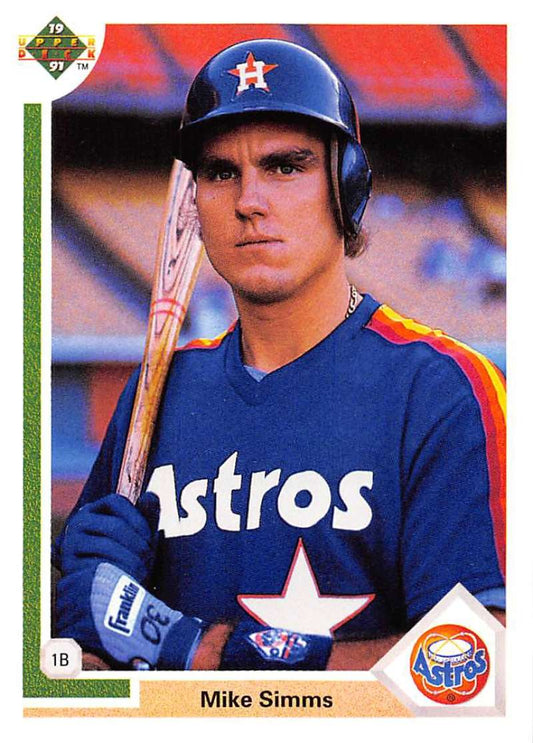 1991 Upper Deck Baseball #664 Mike Simms  RC Rookie Houston Astros  Image 1