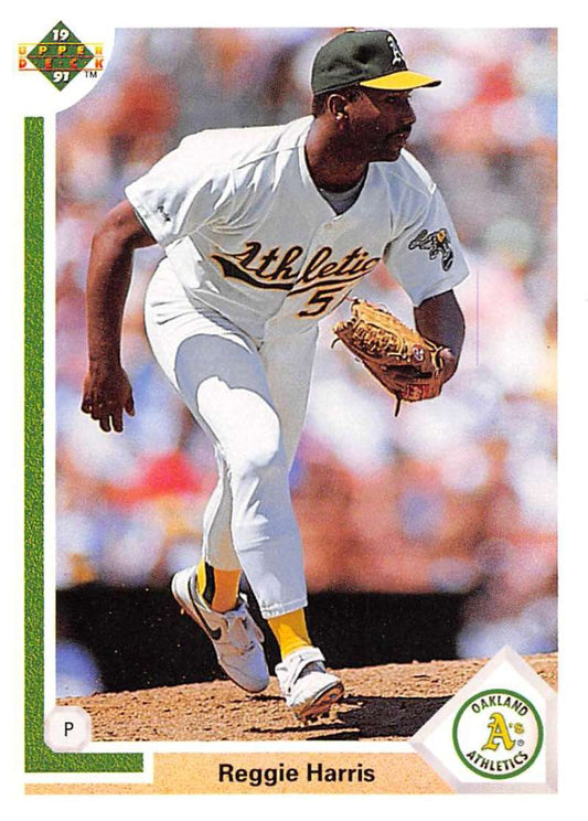 1991 Upper Deck Baseball #672 Reggie Harris UER  Oakland Athletics  Image 1
