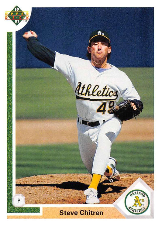 1991 Upper Deck Baseball #753 Steve Chitren  RC Rookie Oakland Athletics  Image 1