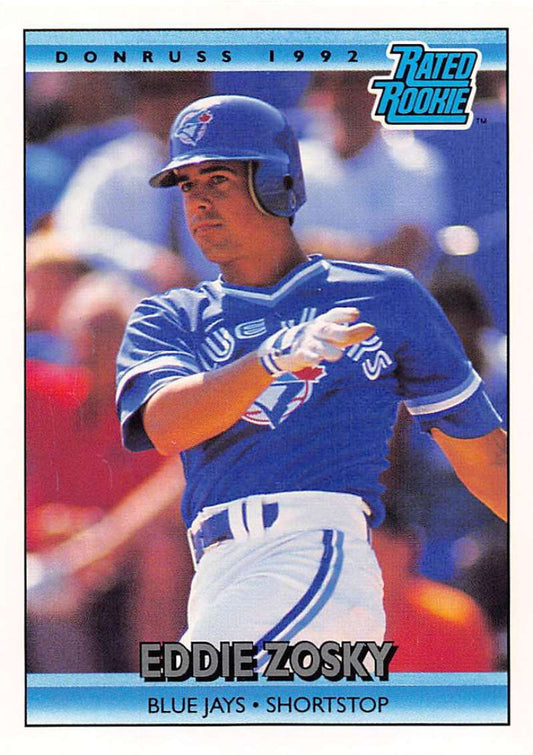 1992 Donruss Baseball #8 Eddie Zosky RR  Toronto Blue Jays  Image 1