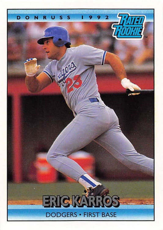 1992 Donruss Baseball #16 Eric Karros RR  Los Angeles Dodgers  Image 1