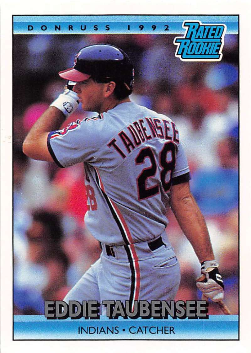 1992 Donruss Baseball #18 Eddie Taubensee RR RC Rookie Cleveland Indians Image 1