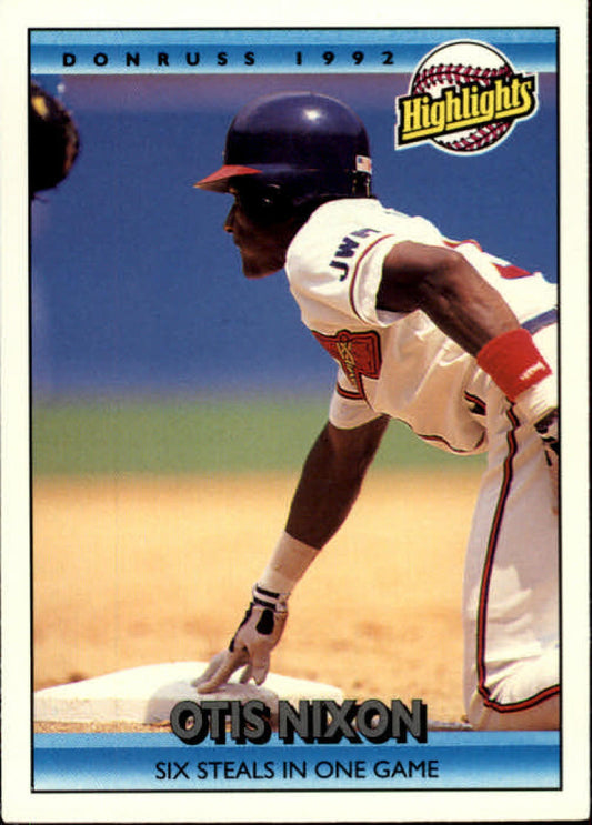 1992 Donruss Baseball #33 Otis Nixon HL  Atlanta Braves  Image 1