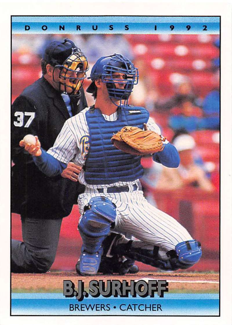 1992 Donruss Baseball #70 B.J. Surhoff Milwaukee Brewers Image 1