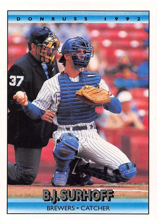 1992 Donruss Baseball #70 B.J. Surhoff  Milwaukee Brewers  Image 1