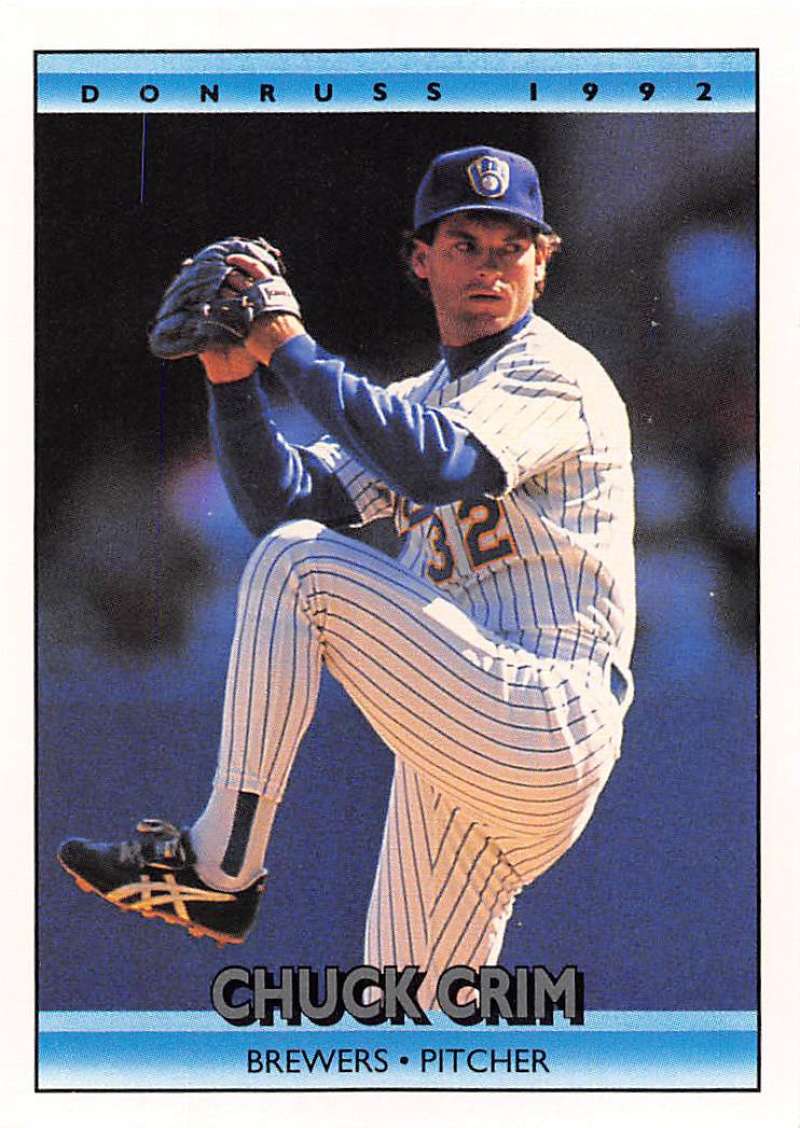 1992 Donruss Baseball #103 Chuck Crim Milwaukee Brewers Image 1