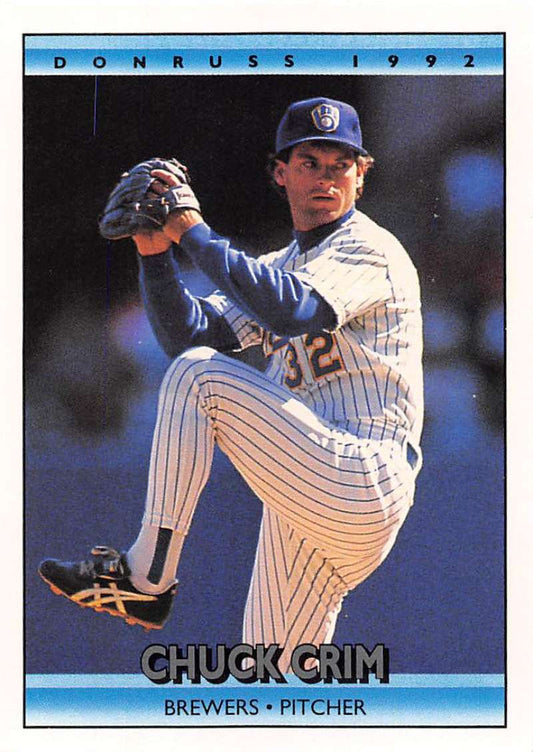1992 Donruss Baseball #103 Chuck Crim  Milwaukee Brewers  Image 1