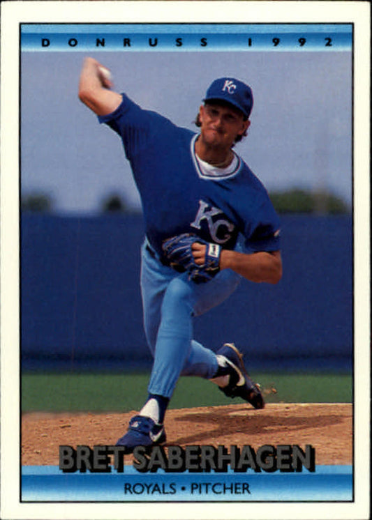 1992 Donruss Baseball #128 Bret Saberhagen  Kansas City Royals  Image 1