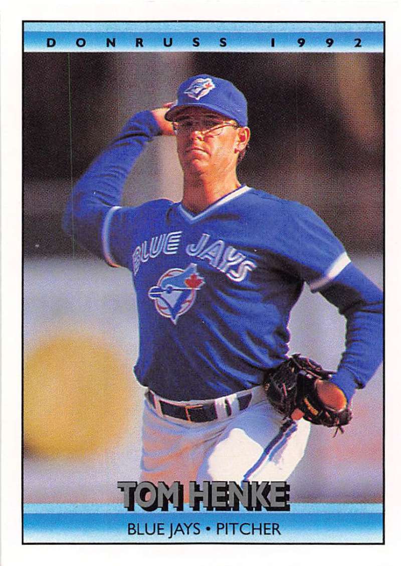 1992 Donruss Baseball #141 Tom Henke Toronto Blue Jays Image 1