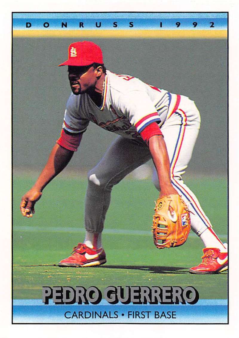 1992 Donruss Baseball #158 Pedro Guerrero St. Louis Cardinals Image 1