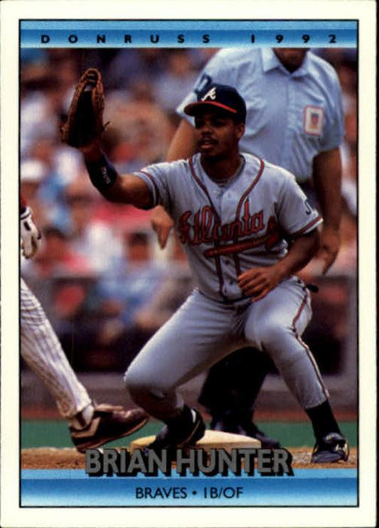 1992 Donruss Baseball #163 Brian Hunter  Atlanta Braves  Image 1
