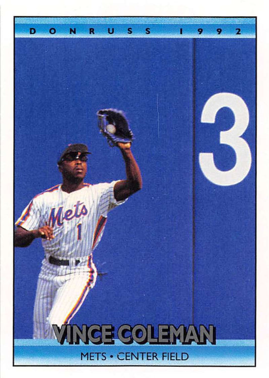 1992 Donruss Baseball #218 Vince Coleman  New York Mets  Image 1