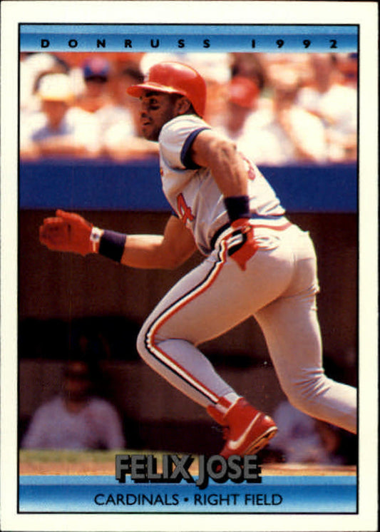1992 Donruss Baseball #233 Felix Jose  St. Louis Cardinals  Image 1