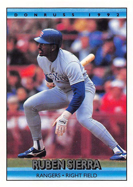 1992 Donruss Baseball #298 Ruben Sierra  Texas Rangers  Image 1