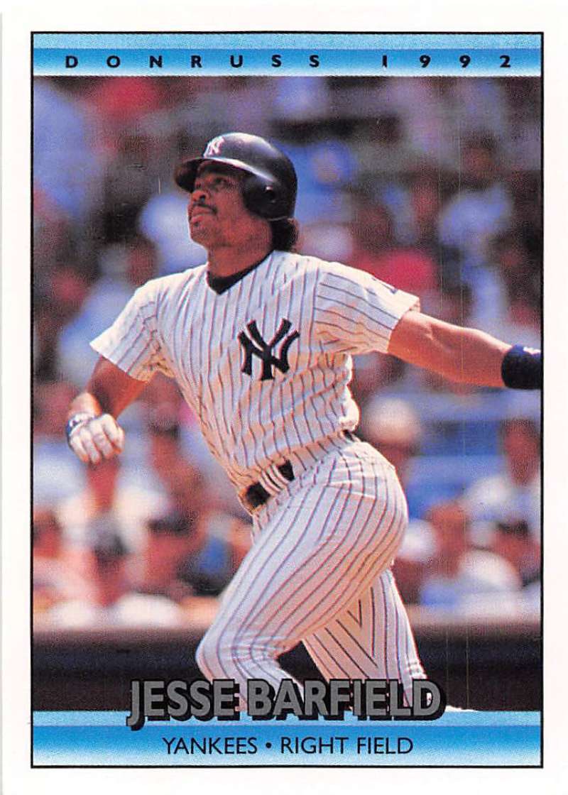 1992 Donruss Baseball #316 Jesse Barfield New York Yankees Image 1