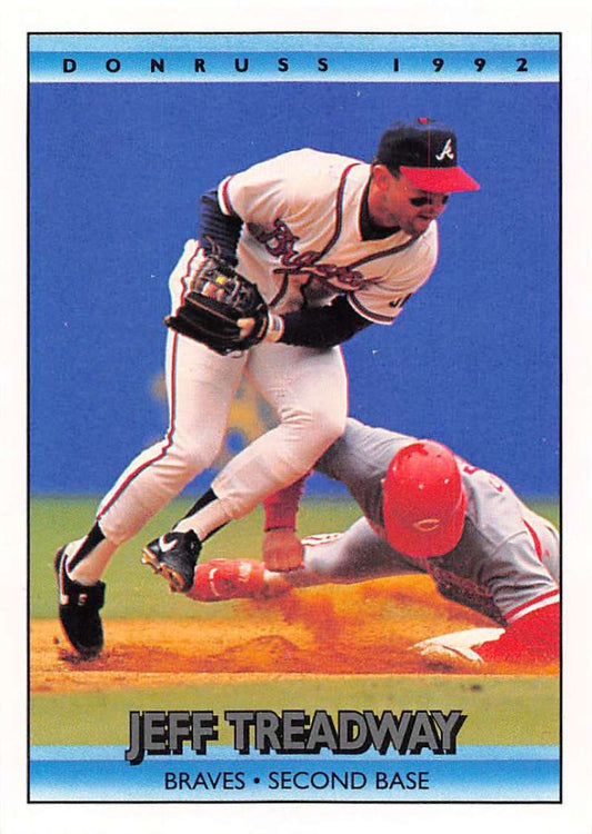 1992 Donruss Baseball #324 Jeff Treadway  Atlanta Braves  Image 1