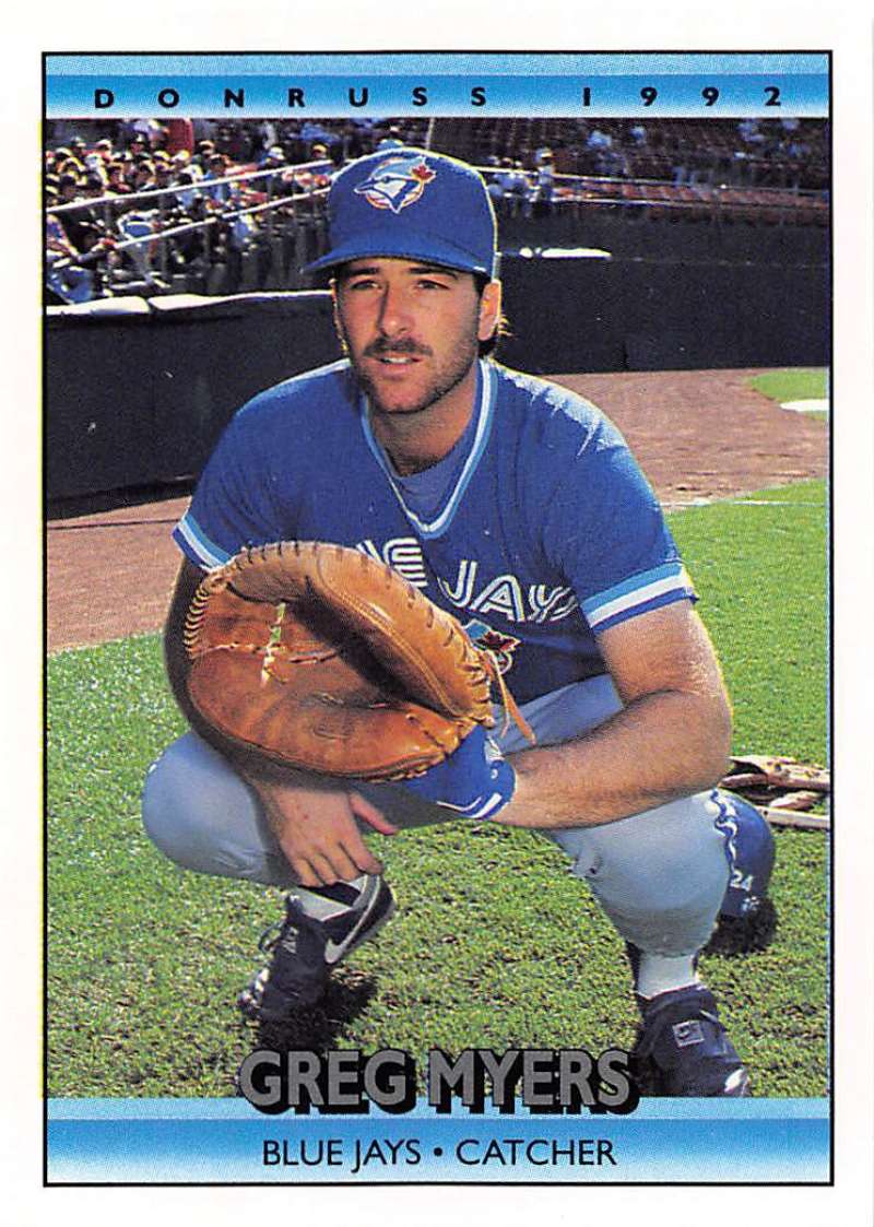1992 Donruss Baseball #342 Greg Myers Toronto Blue Jays Image 1