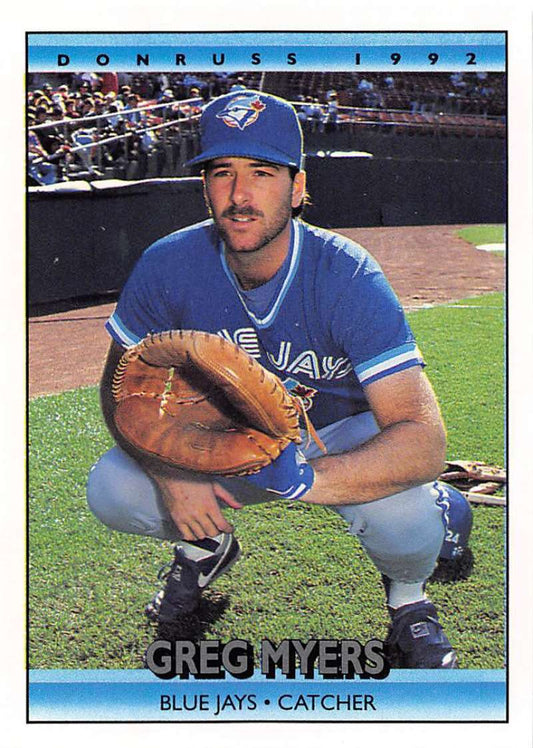 1992 Donruss Baseball #342 Greg Myers  Toronto Blue Jays  Image 1
