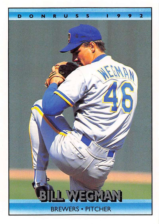 1992 Donruss Baseball #378 Bill Wegman  Milwaukee Brewers  Image 1