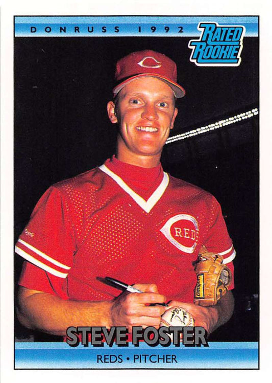 1992 Donruss Baseball #420 Steve Foster RR  RC Rookie Cincinnati Reds  Image 1