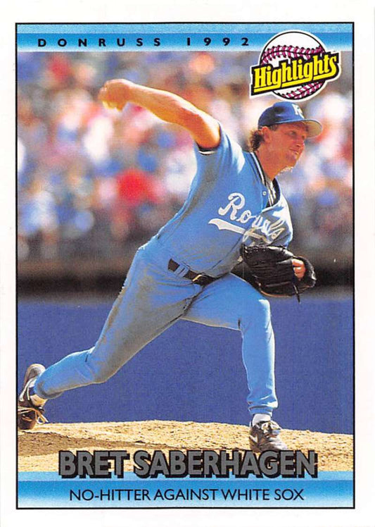1992 Donruss Baseball #434 Bret Saberhagen HL  Kansas City Royals  Image 1