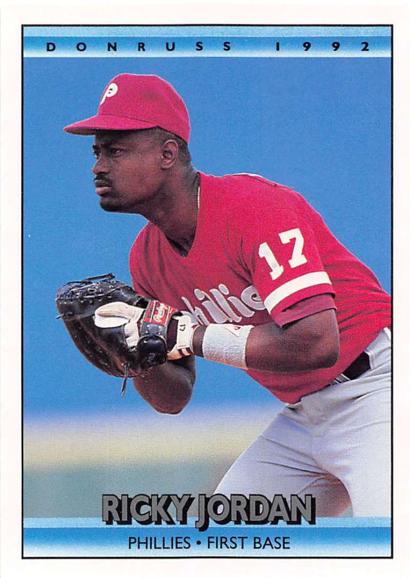 1992 Donruss Baseball #458 Ricky Jordan Philadelphia Phillies Image 1