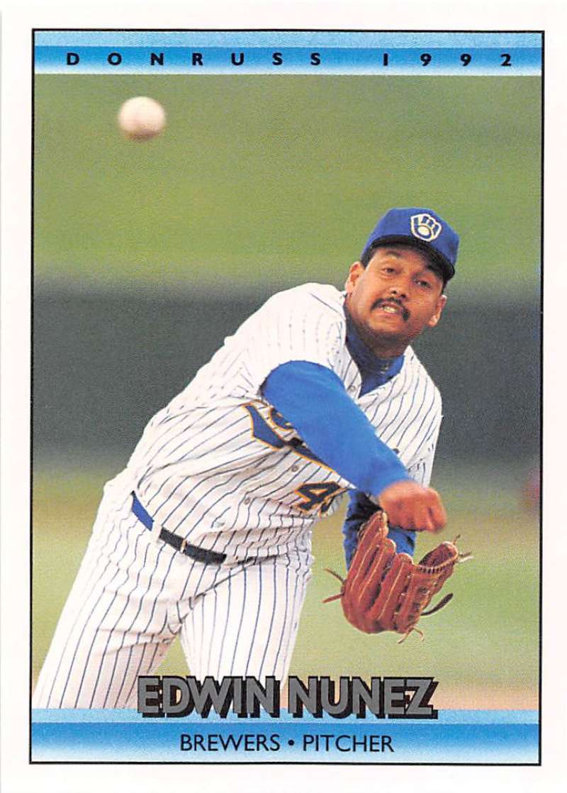 1992 Donruss Baseball #541 Edwin Nunez Milwaukee Brewers Image 1