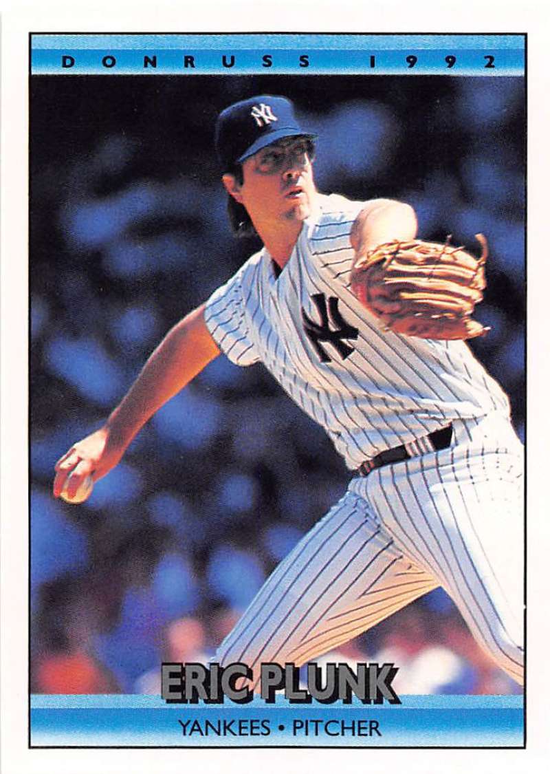 1992 Donruss Baseball #554 Eric Plunk New York Yankees Image 1