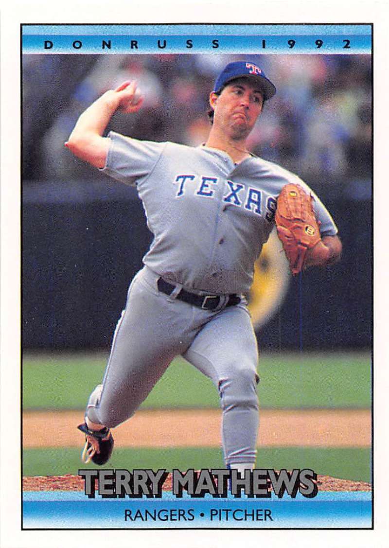 1992 Donruss Baseball #694 Terry Mathews RC Rookie Texas Rangers Image 1