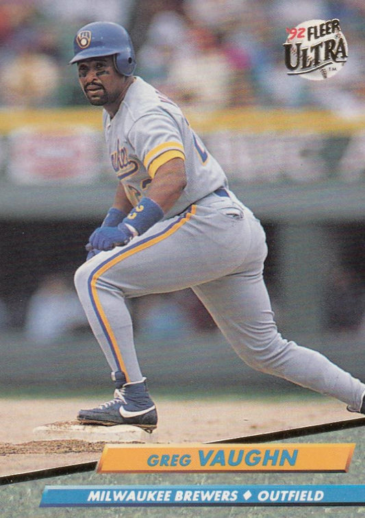 1992 Fleer Ultra Baseball #86 Greg Vaughn  Milwaukee Brewers  Image 1
