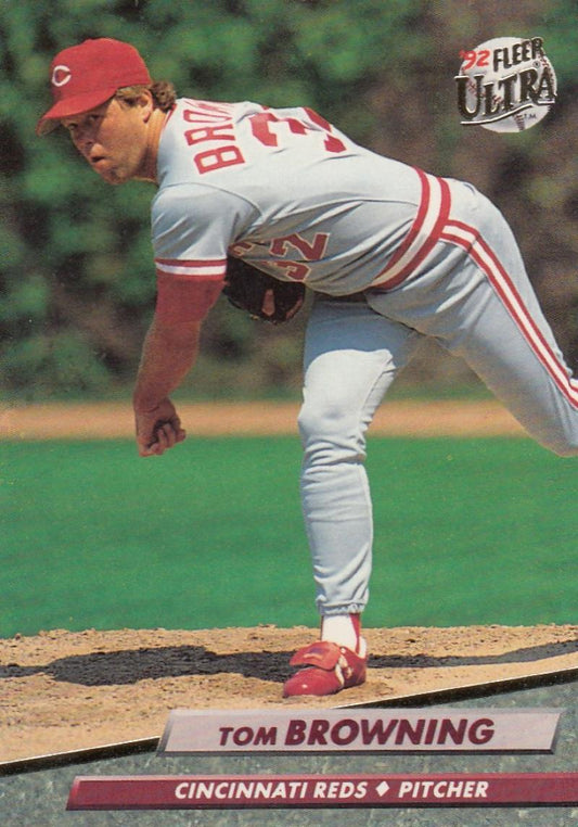 1992 Fleer Ultra Baseball #186 Tom Browning  Cincinnati Reds  Image 1