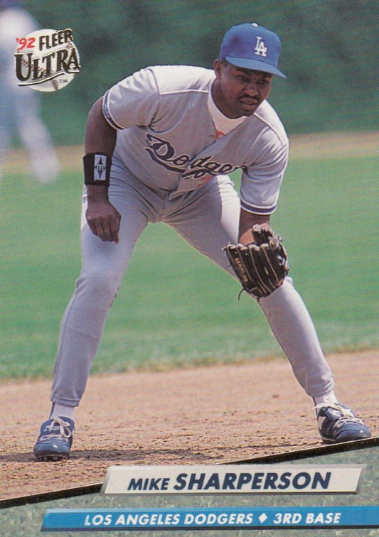 1992 Fleer Ultra Baseball #218 Mike Sharperson  Los Angeles Dodgers  Image 1