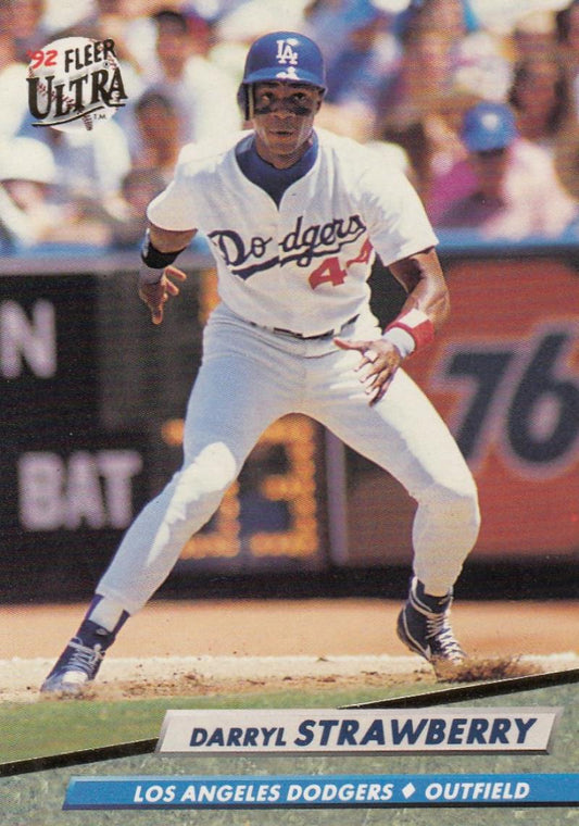 1992 Fleer Ultra Baseball #219 Darryl Strawberry  Los Angeles Dodgers  Image 1