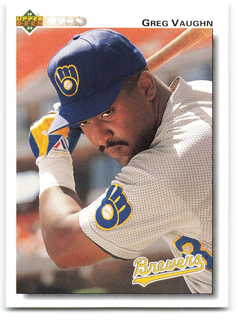 1992 Upper Deck #232 Greg Vaughn Milwaukee Brewers Image 1