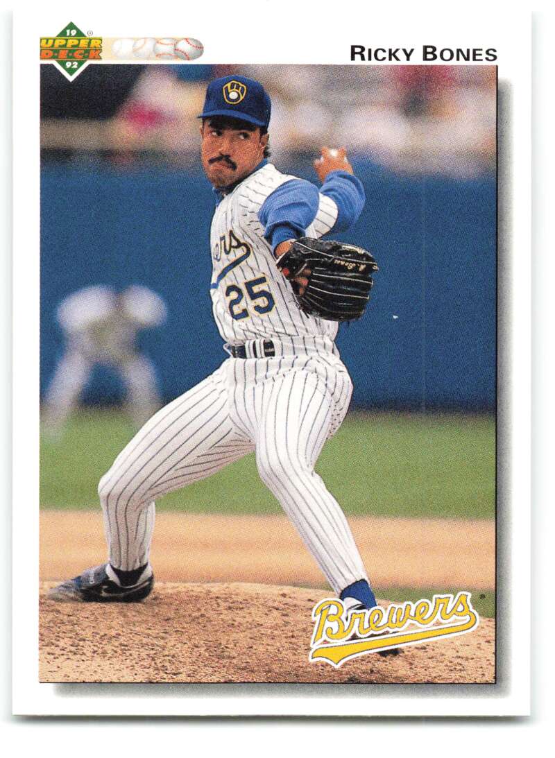1992 Upper Deck #762 Ricky Bones Milwaukee Brewers Image 1