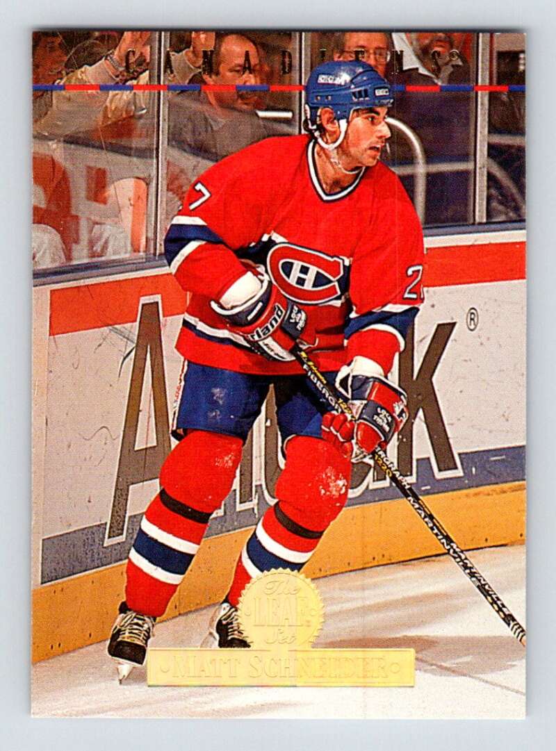 1994-95 Leaf #195 Mathieu Schneider Montreal Canadiens Image 1