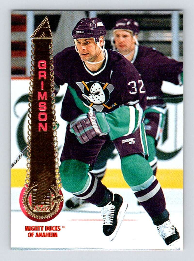 1994-95 Pinnacle #512 Stu Grimson Anaheim Ducks Image 1