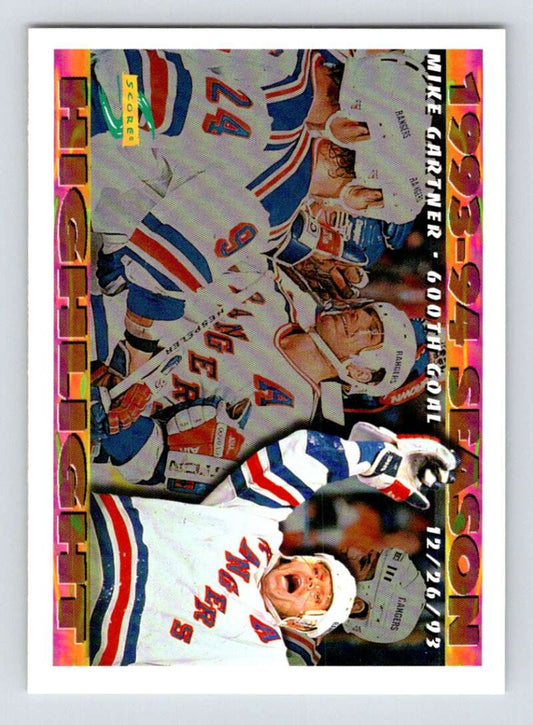 1994-95 Score Hockey #242 Mike Gartner  New York Rangers  V90908 Image 1
