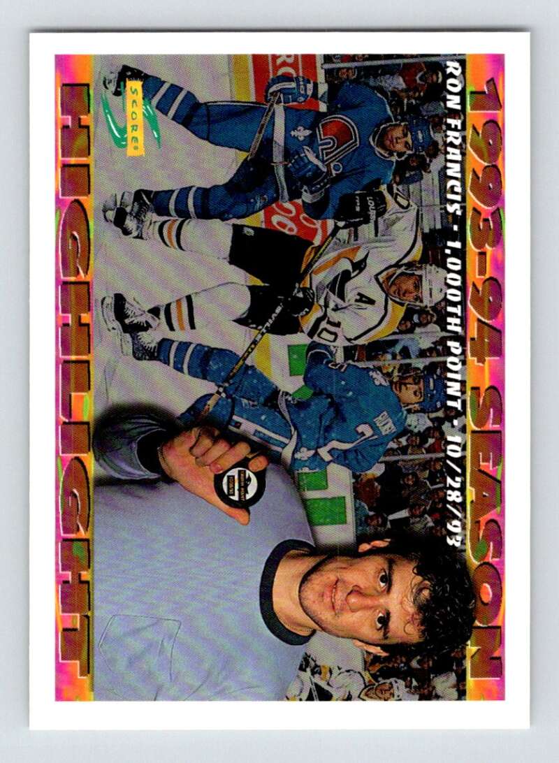 1994-95 Score Hockey #244 Ron Francis Pittsburgh Penguins V90910 Image 1