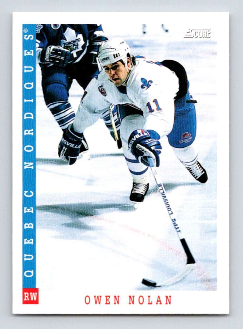 1993-94 Score Canadian #32 Owen Nolan Hockey Quebec Nordiques Image 1